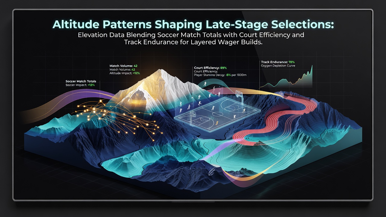Elevation data visualization showing soccer pitch at high altitude with performance metrics overlaid