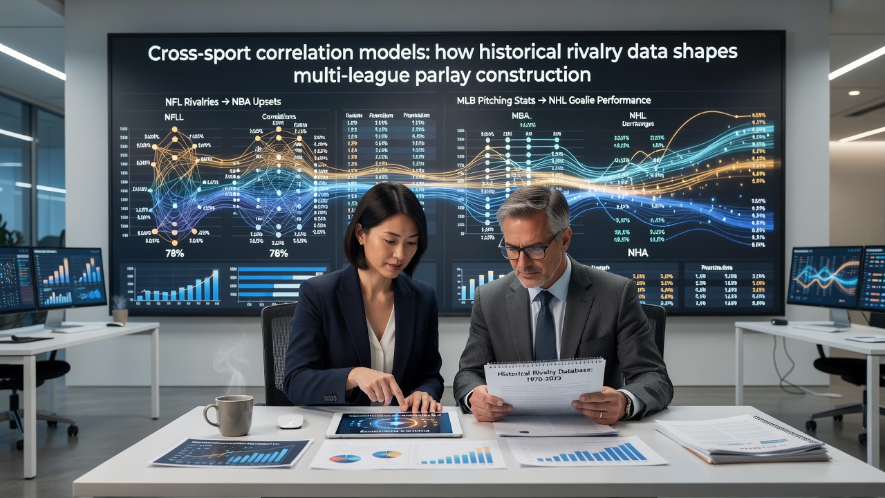 Diagram showing multi-league covariance matrix construction from historical rivalry records