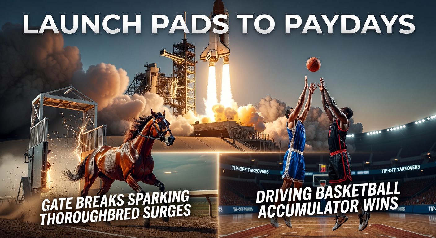 A thoroughbred horse exploding from the starting gate, muscles tensed for an early surge on a sunlit track