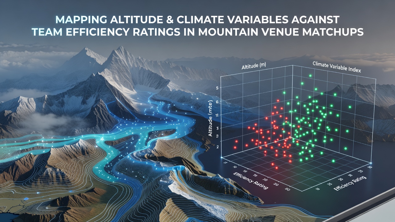 Data visualization showing altitude gradients mapped against team efficiency metrics at high-elevation sports venues