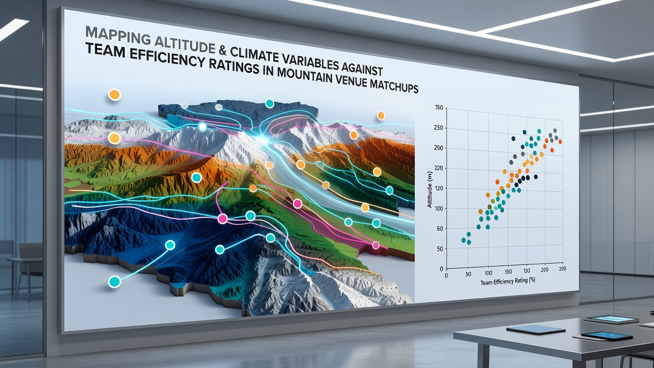 Interactive chart displaying climate variable overlays on team efficiency ratings for mountain-based sports competitions