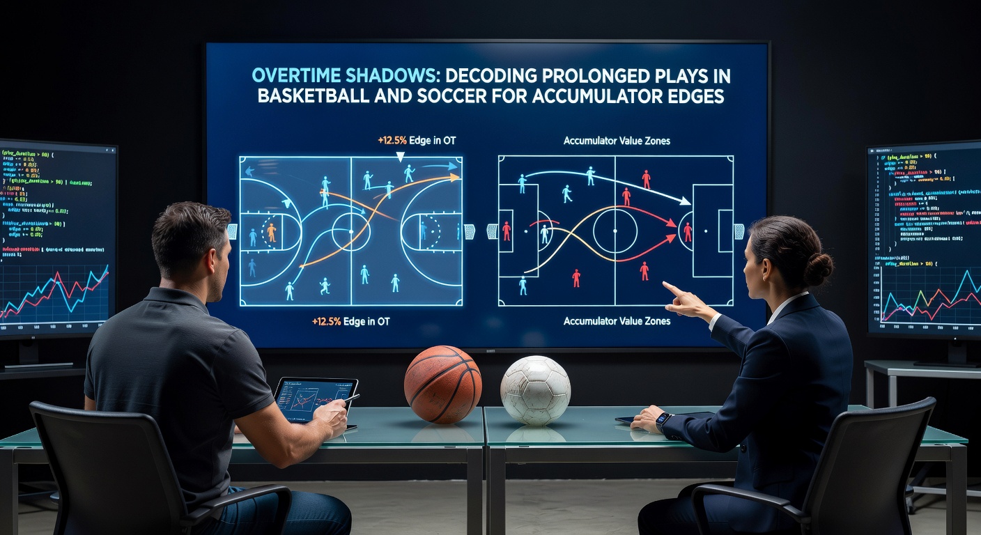 Intense basketball overtime moment where players scramble for a crucial rebound under bright arena lights