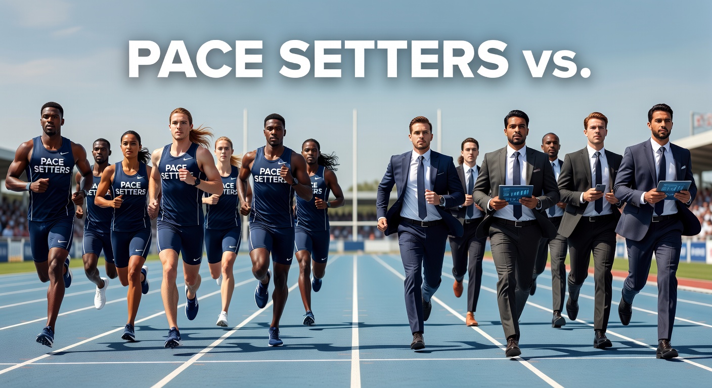 Graph illustrating pace setter win rates versus closers across various race distances in UK flat racing