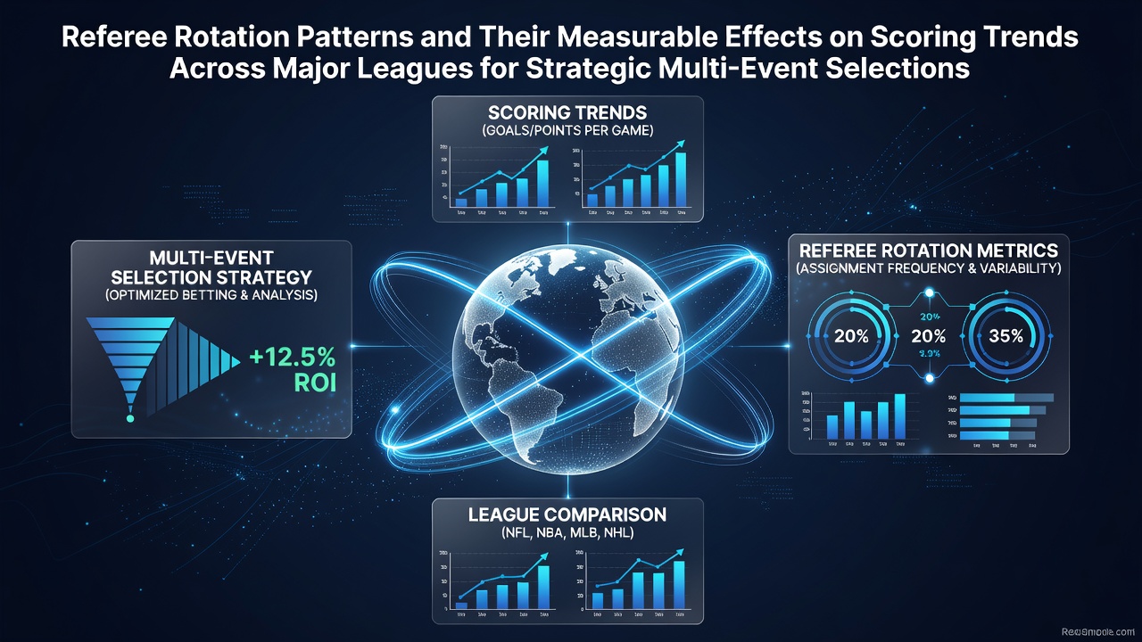 Detailed chart illustrating referee rotation schedules alongside average scoring outputs in football and basketball leagues