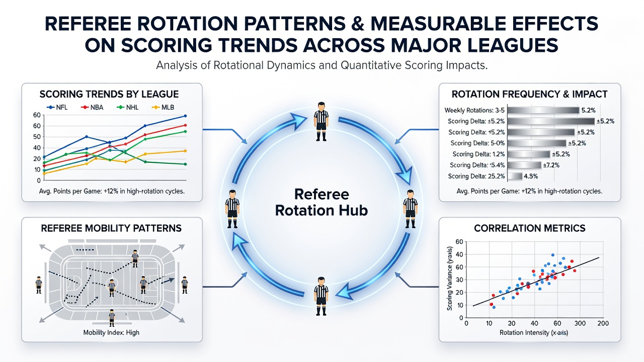 Visual breakdown of scoring averages by referee crew across international football and domestic basketball schedules