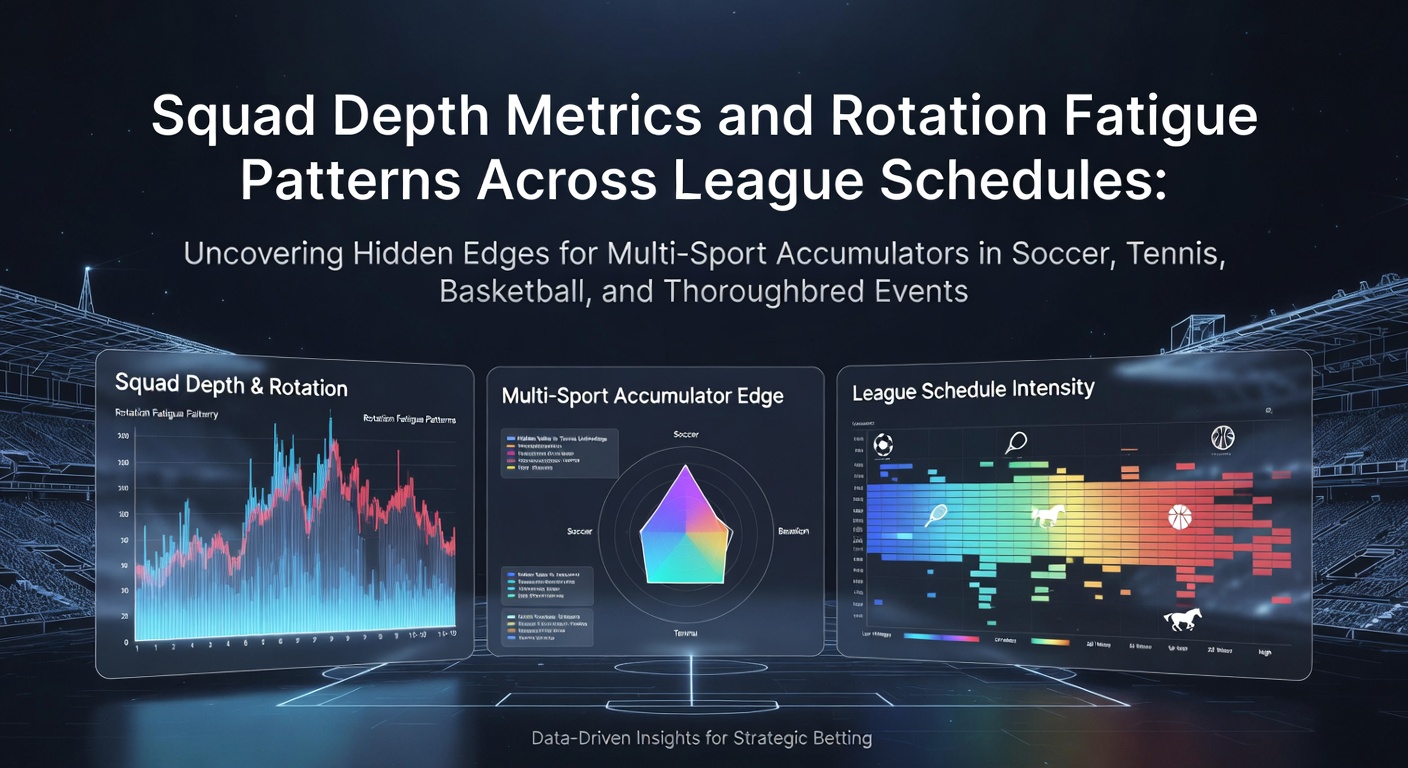 Visualization of squad rotation data and fatigue indicators across soccer, tennis, basketball, and horse racing schedules